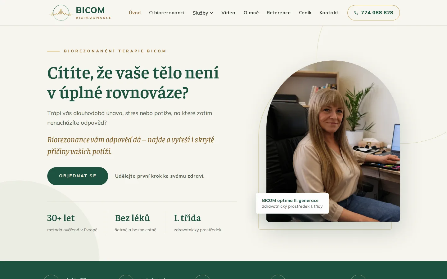 Úvodní stránka nového webu Biorezonance Jičín