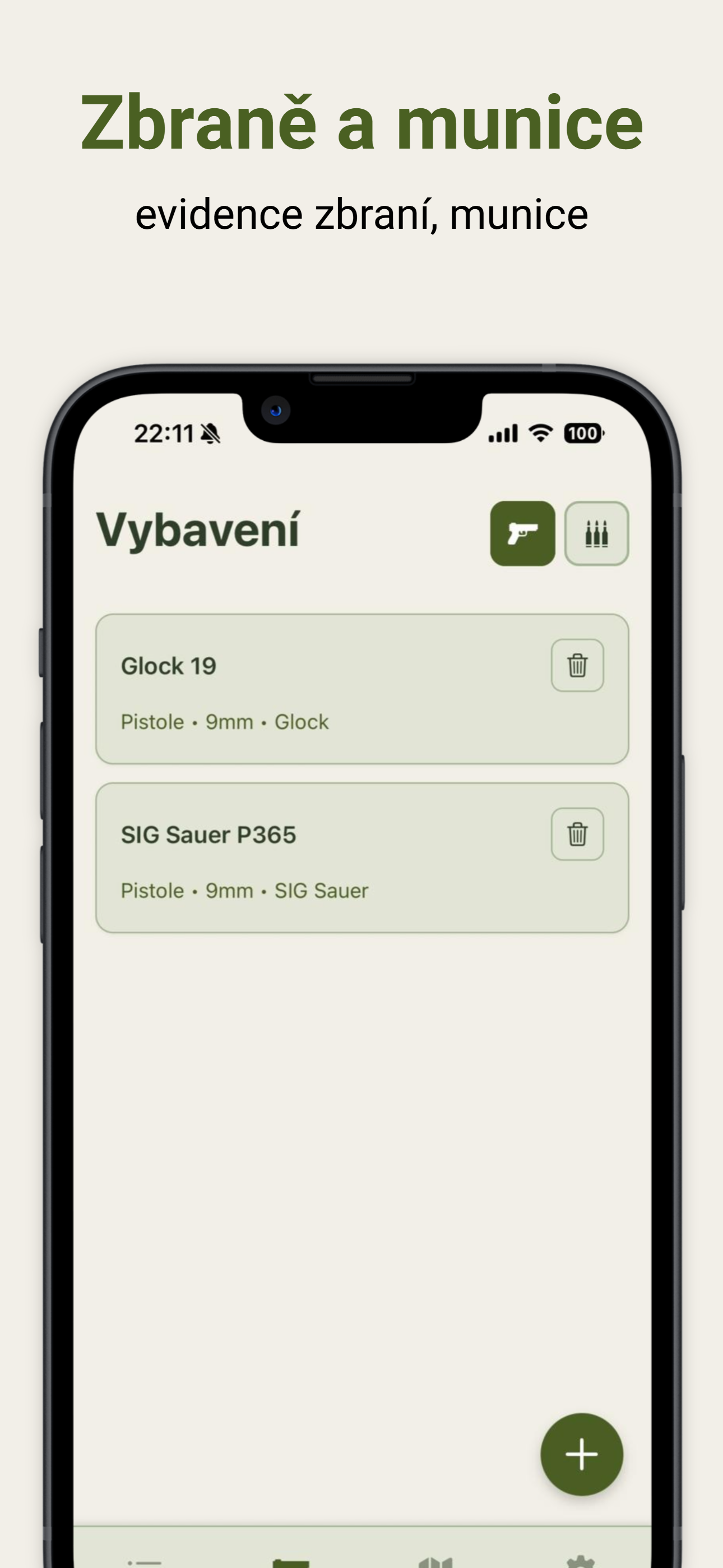 Screenshot aplikace Střelecký deník